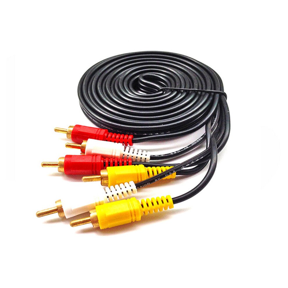 3Rca To 3Rca Composite Video Sound Cable For Dvds Hdtv With Plateds Connectors 1.5M Gold 7751660202169
