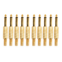 10 Pcs Gold Plated 6.35mm Male 1/4 Plug o Connector Soldering