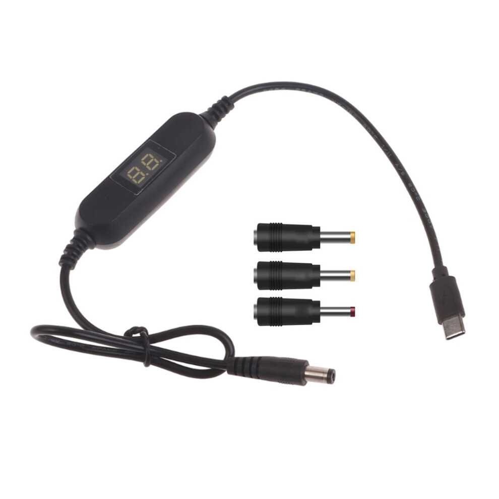 Usb C 5V To 1.2V 3V 4.5V 6V 7.5V 9V 12V 2.5Mm/3.5Mm/4.0Mm/5.5Mm Adjustable Cable With Led Dislpay For Toy Games 7732510010868