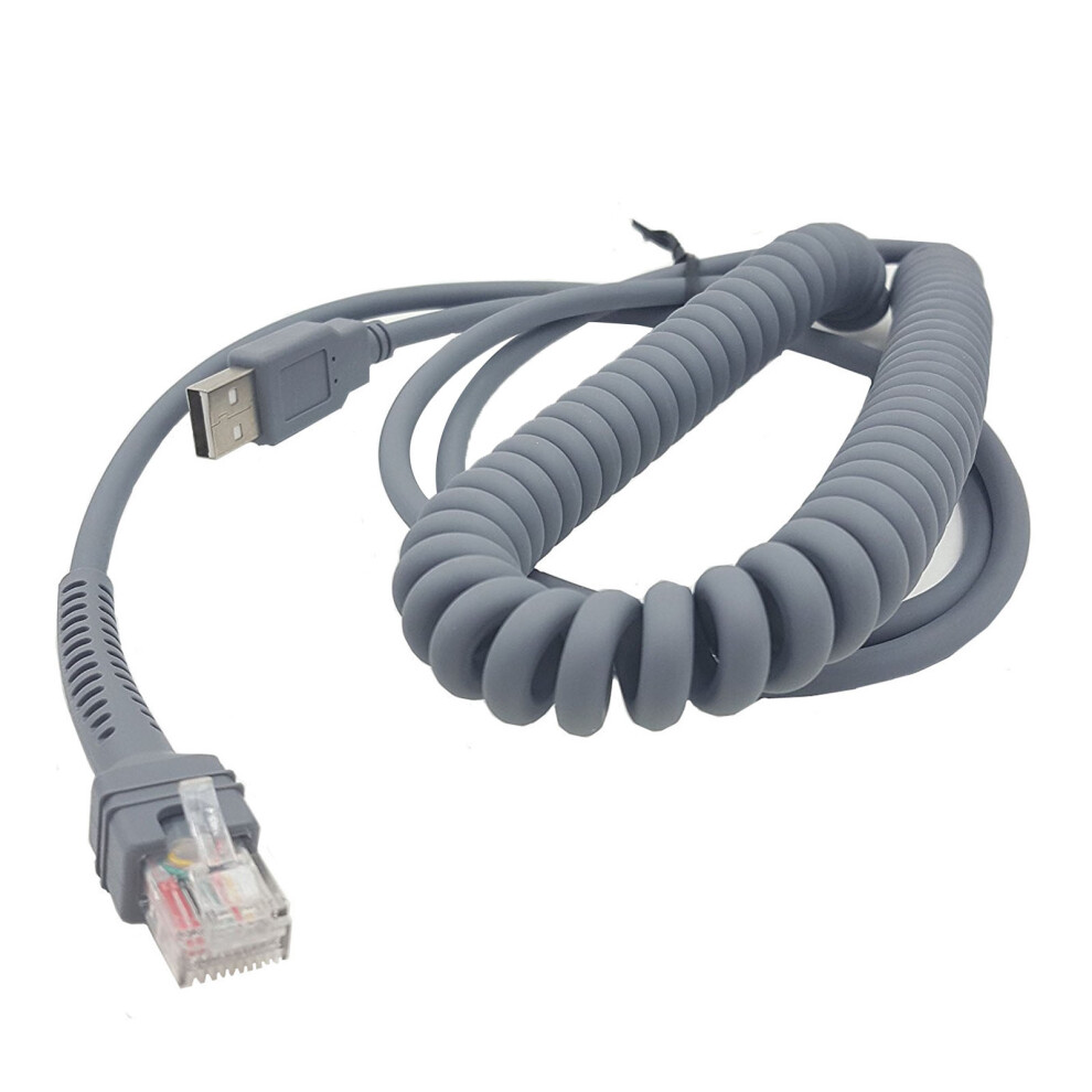 Ls2208 Usb Cable For Symbol Ls2208ap Ls1203 Ls4208 Ls4278, 9Ft Coiled Usb To Rj48 Extension Cable 7732510010974