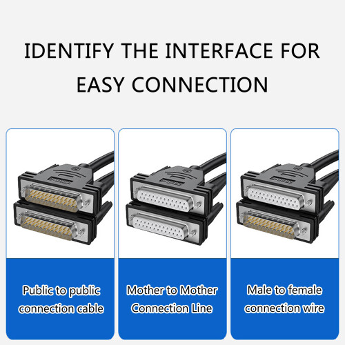 DB25 Data Cord Male Female Extension Cable 26AWG Temperature Resistant Printer Computer Data Wire 1