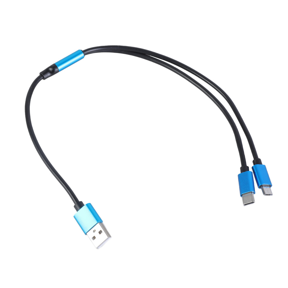 Universals 2 In 1 Usb Male To Microusb + Type C Male Splitter 480Mbps Data Sync Charging Cable For Cellphone Tablet 7732510012688