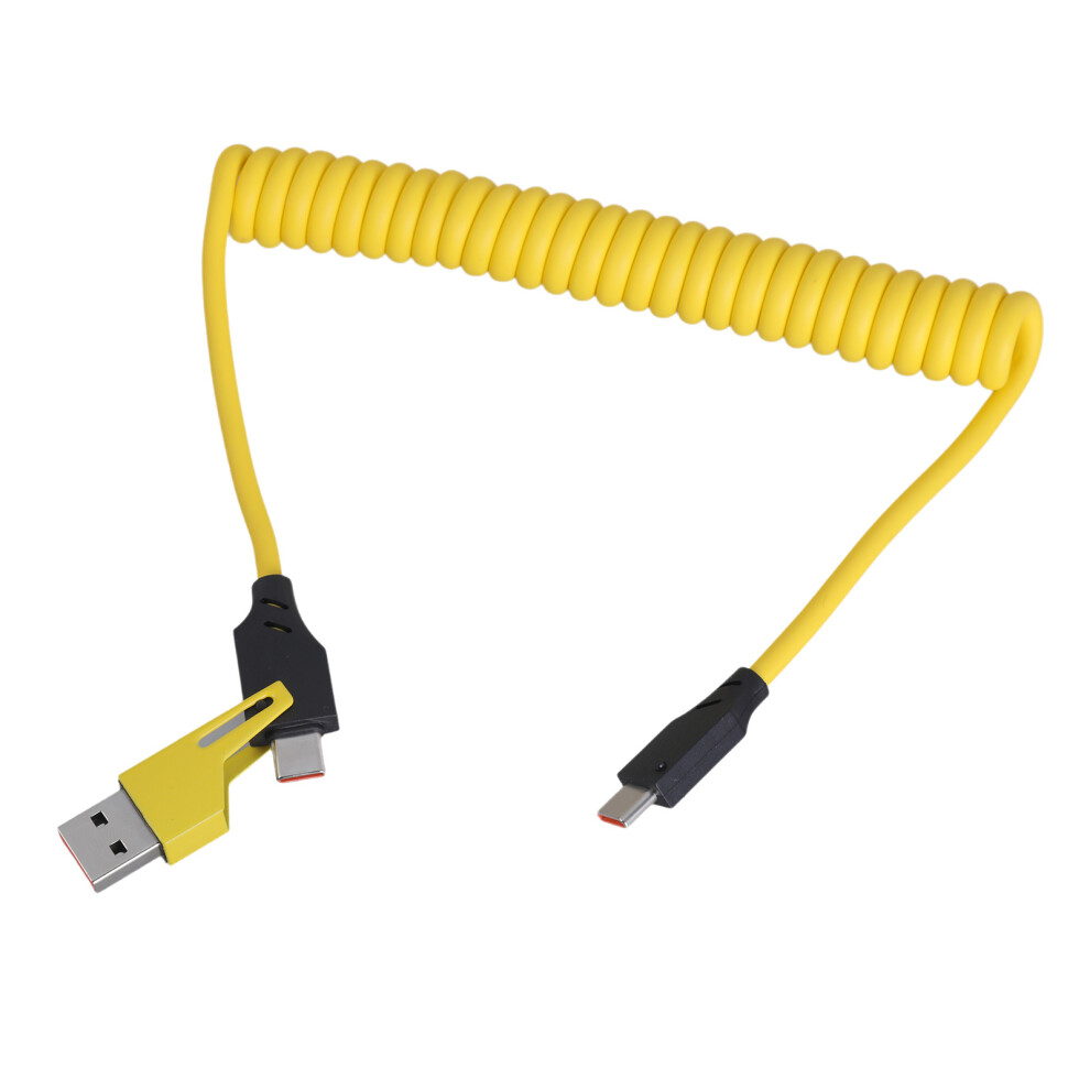 Retractable Type Usb 2 In 1 Charging Cable 65W Fast Charging & 480Mbps Data Transfer Spring Wire For Phones & Tablet 7732510012770