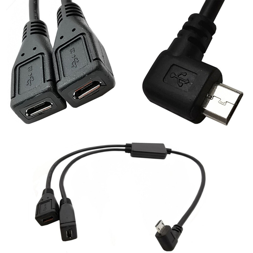 Usb 5 Pin Male To 2Female Y Splitter Cable Left Right 2 In 1 Adapter Charging Data Cord Middle 30Cm 7732510013388