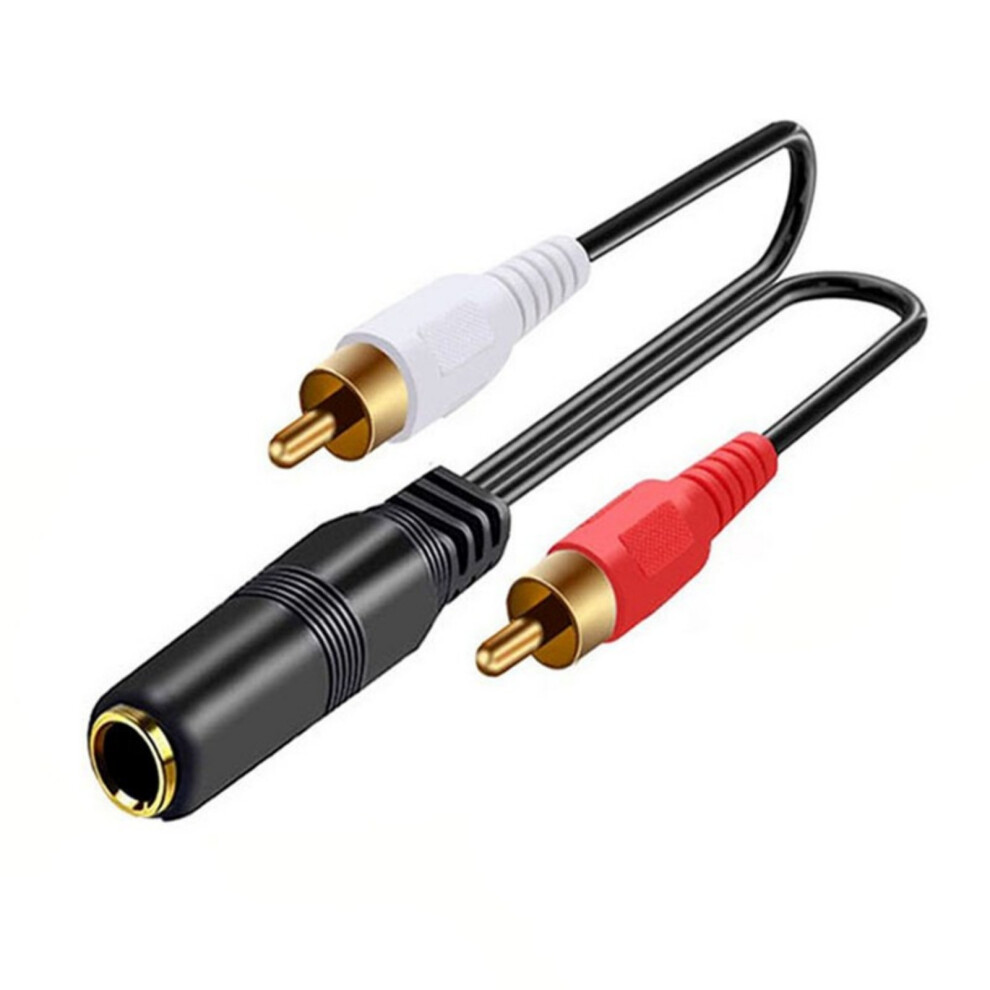6.35Mm Female To 2Rca Male Y Splitter Cable 1/4Inch To 2Rca Cord For Stereo Extension Plate Connectors Gold 7732510014361