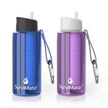 Sopravvissuta bottiglia d'acqua purificata per lo zaino in giunzione in campeggio e viaggiare BPA gratis con paglia da filtro intergrato a 5 stadi