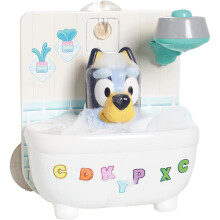 TOMY Toomies Douche & Frotter Bluey - Créez Vos Propres Bulles - Inclus Douche amovible et Jouet Bluey - Jouets de bain interactifs - 18 Mois