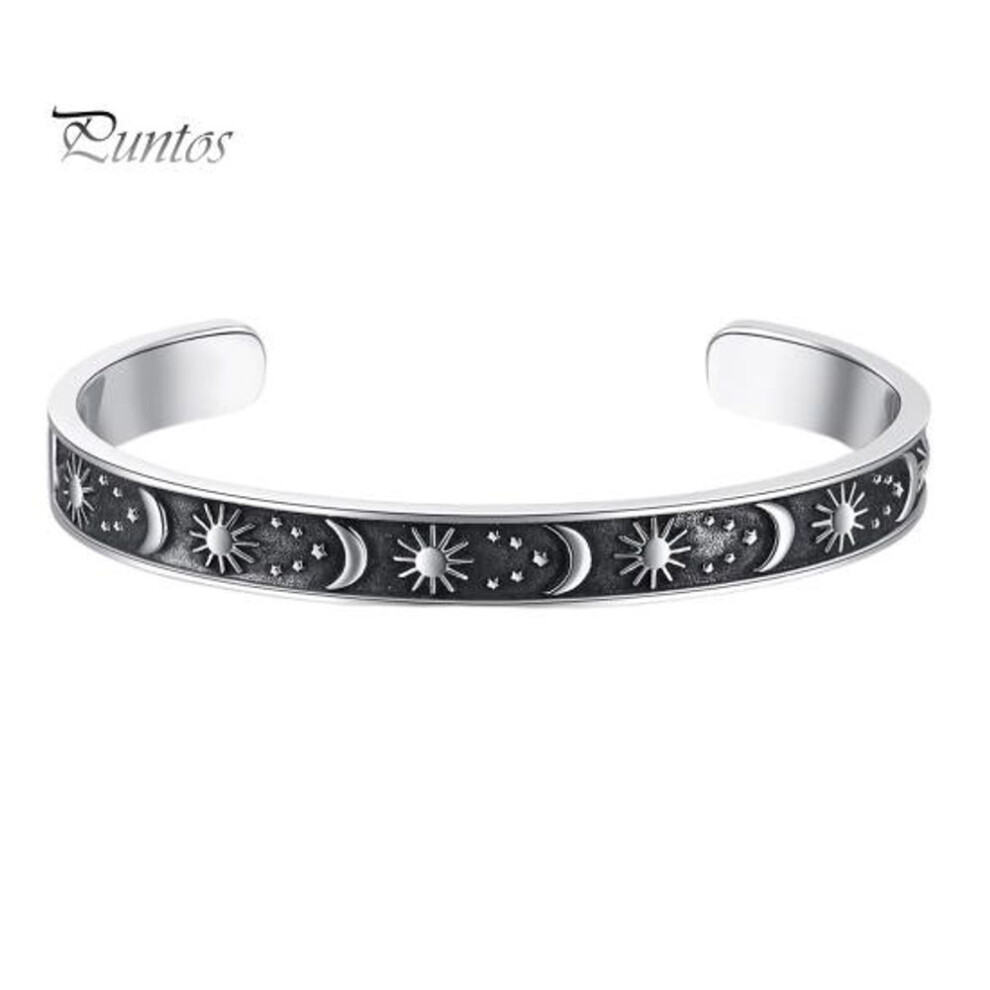 Unisex Bravery Bangle Sun Moon Star Emboss Fearless English Decoration Enhance Confidence Adjustable Wrist Jewelry Couple Bracelet