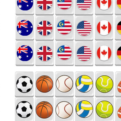 (small flags, One size) 64Pcs Escape Game Blocks Mini Mahjong Set Portable Table Game Tile Game small flags 2