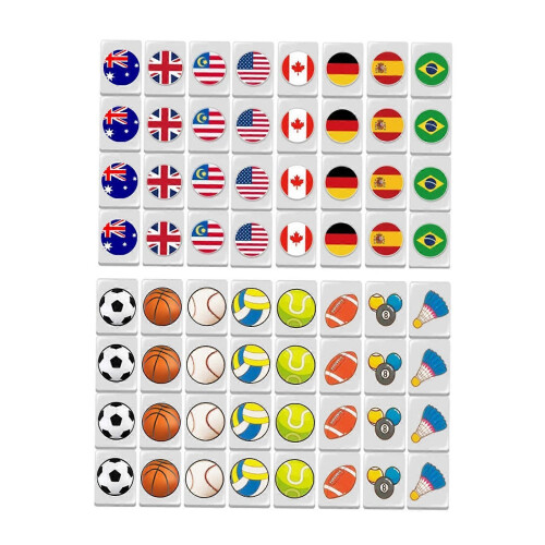 (small flags, One size) 64Pcs Escape Game Blocks Mini Mahjong Set Portable Table Game Tile Game small flags
