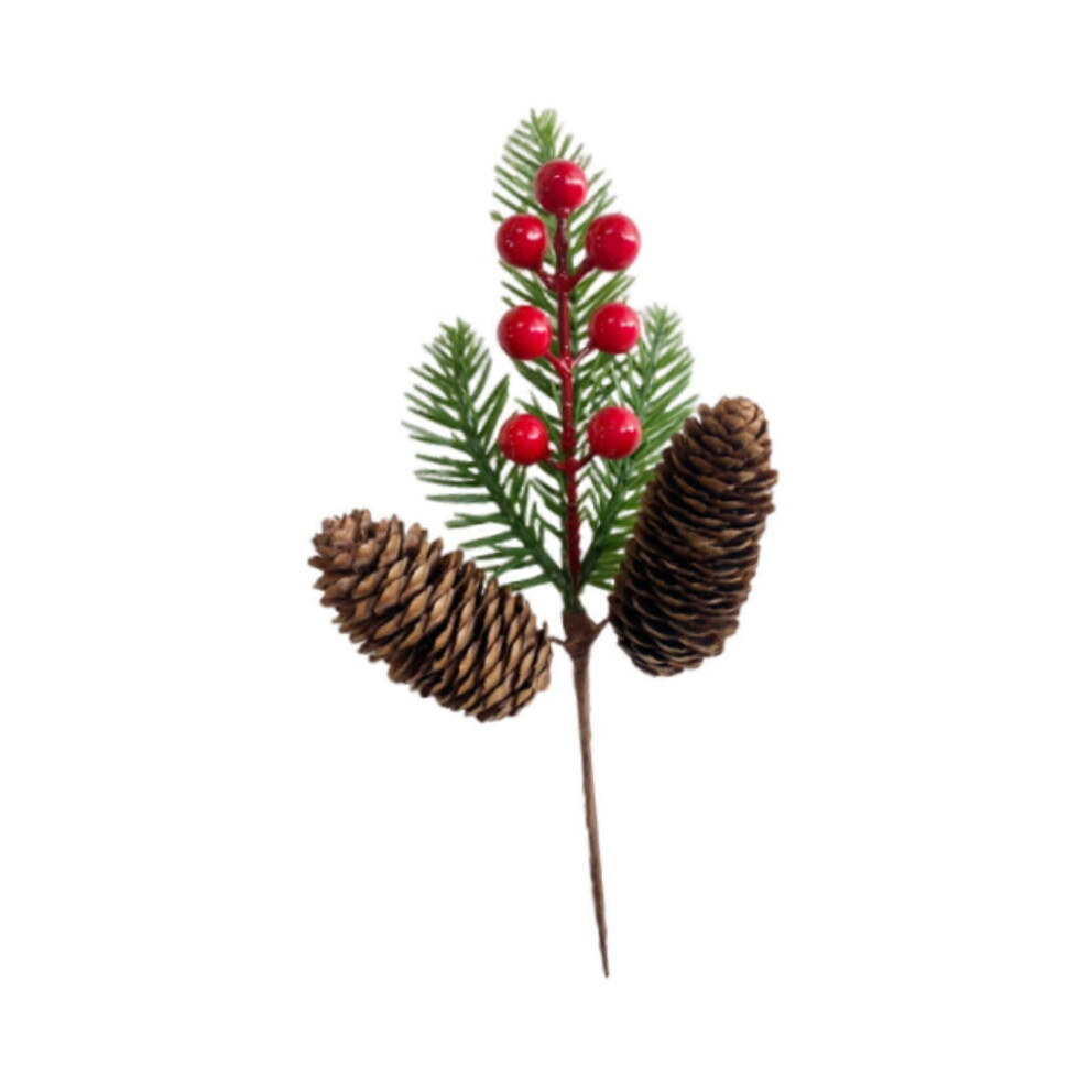(Length 24Cm, One Size) Artificial Simulated Plant Pick With Red Berries Christmas Tree Pick For Garlands Party Length 18Cm 5413693834213
