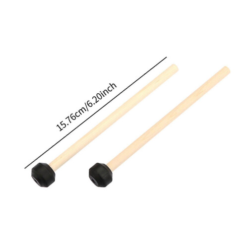 (Flat head, One size) 2 Pieces Percussion Drumsticks Steel Drum Mallets for Performance Meditation round head 1