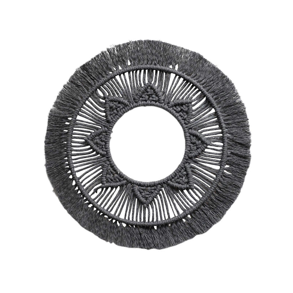 (, One Size) Macrame Woven Tapestry Wall Mirror Decoration For Nursery Backdrop Apartment Dense Black/White