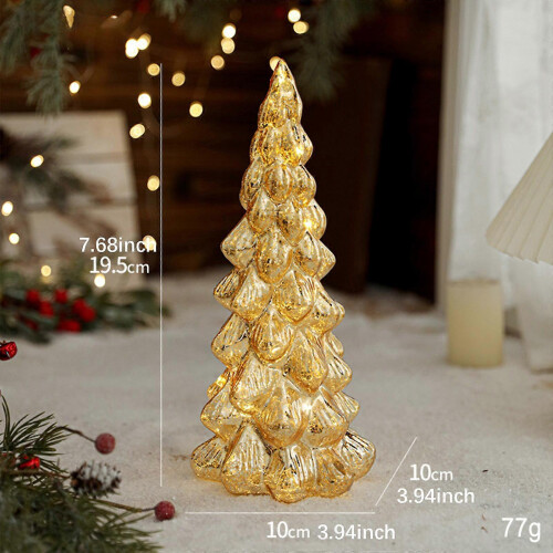 (Gold five layers, One size) Tabletop Christmas Tree with Light Tabletop Xmas Tree for Office Party Shelf Medium tree 1