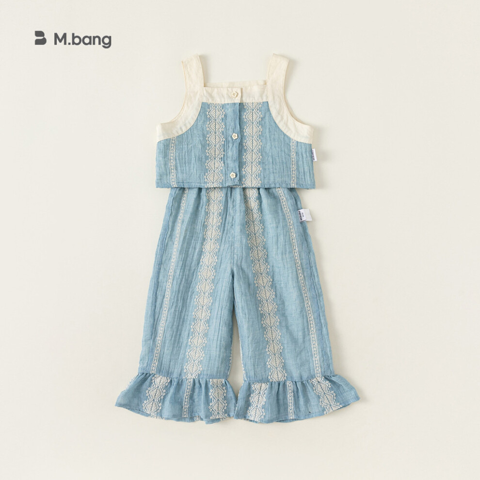 (90CM)Vêtements été enfant camisole gilet pantalon long costume mode deux pièces