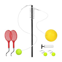 (As show, One size) Tetherball Tennis Game Ball and Rope 2 Rackets Beginners Tennis Training Aid