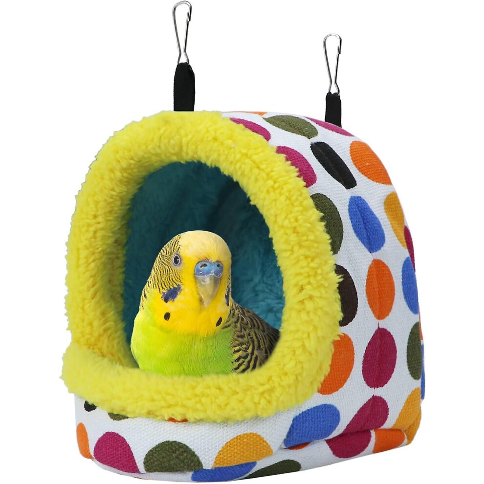 (As show, One size) Bird Hanging Hammock Winter Warm Parrot Nest House Bed Plush Snuggle Pet Cave Hammock Toy for Conure Lovebird Budgie Parakeet Cock