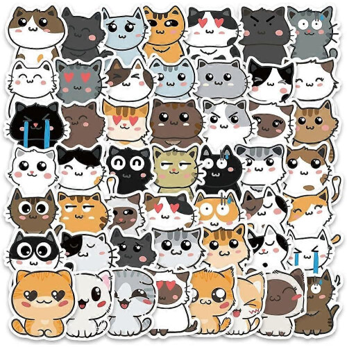 (As show, One size) 50Pcs Cute Cat Animal Graffiti Stickers Kawaii ...