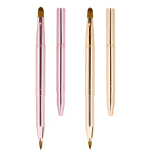 (As show, One size) [Pack of 2] Lipstick lip brush, retractable lip brush, double-ended makeup brush, suitable for lipstick and lip gloss, with cap