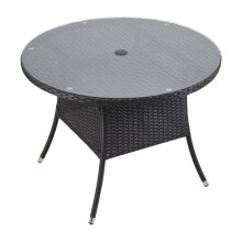 Garden Sanctuary 100CM Round Rattan Glass Top Coffee Table