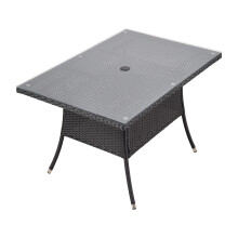 Garden Sanctuary 150CM Rectangular Rattan Glass Top Coffee Table