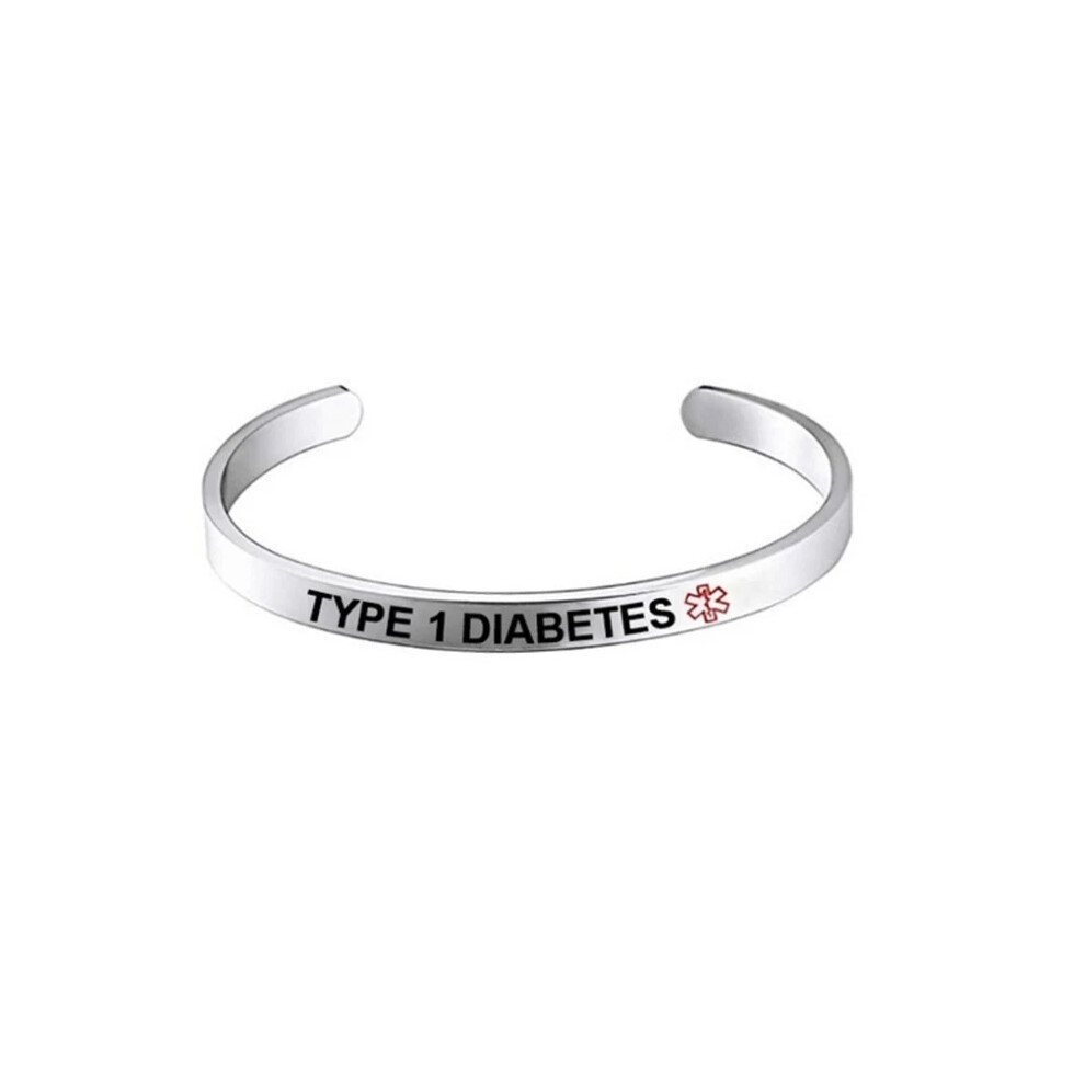 (TYPE 1 DIABETES) Diabetes Diabetic Type 1 2 Medical Alert Bracelet Stainless Steel Adjustable New-image-OPC-PHRJKYM-NEW