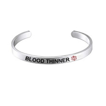 (BLOOD THINNER) Diabetes Diabetic Type 1 2 Medical Alert Bracelet Stainless Steel Adjustable Hot