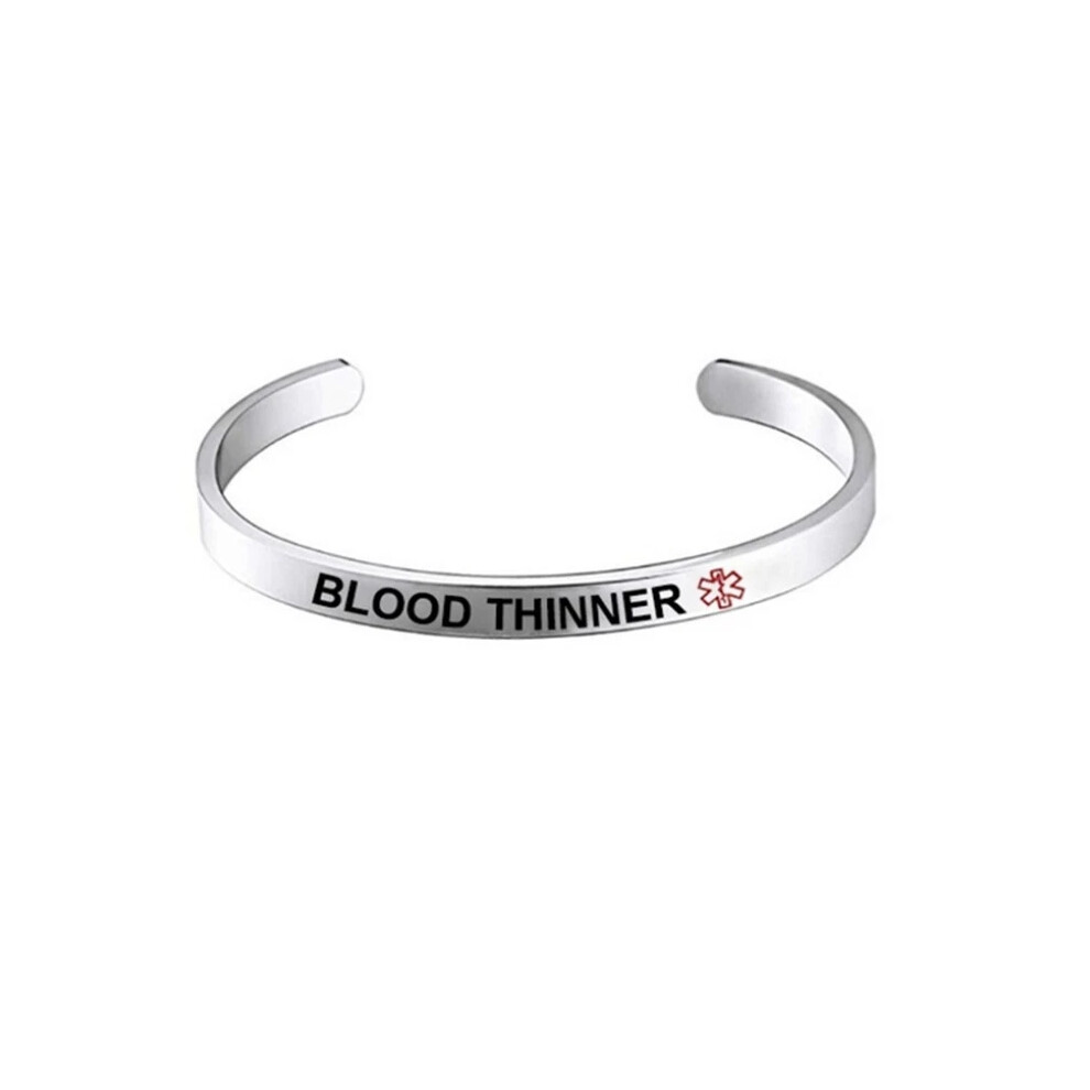 (BLOOD THINNER) Diabetes Diabetic Type 1 2 Medical Alert Bracelet Stainless Steel Adjustable Hot