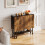 Living And Home Folding Dining Table with Wheels and Storage Shelves, Brown 1
