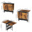 Living And Home Folding Dining Table with Wheels and Storage Shelves, Brown 6