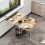 Living And Home Folding Dining Table with Wheels and Storage Shelves, Brown 3