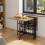 Living And Home Folding Dining Table with Wheels and Storage Shelves, Brown 2