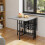 Living And Home Folding Dining Table with Wheels and Storage Shelves, Grey 2