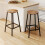 Living And Home Set of 2 Round Bar Stools with Footrest, Brown 2