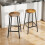 Living And Home Set of 2 Round Bar Stools with Footrest, Brown 1