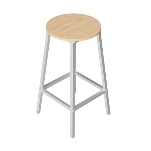 Living And Home Set of 2 Round Bar Stools with Footrest, Natural 2