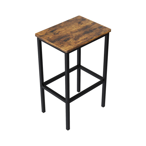 Living And Home Set of 2 Rectangular Bar Stools with Footrest, Brown 2