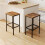 Living And Home Set of 2 Rectangular Bar Stools with Footrest, Brown 2