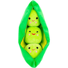 Peluche 3 petits pois dans une cosse - Coussin Pod Plus Oreiller 25 cm Peluche Pod Personnage d'histoire avec fermeture éclair