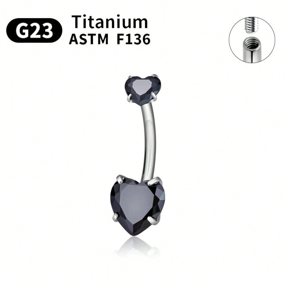 (12, 1.6x12x5x8mm) G23 Titanium Belly Button Ring Navel Piercing Body Jewelry For Women Round Heart Shape Zircon Piercing High Quality Popular-image-OPC-PHRJNK6-NEW