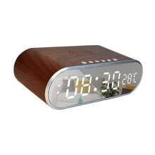 (Gold, One size) Digital Alarm Clock Modern Electronic Desk Clock for Bedside Indoor Bathroom Brown