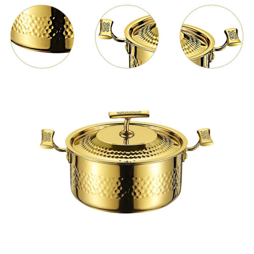 (Silver, One size) Hammer Pattern Hot Pot Multipurpose Stockpot for Camping Catering Restaurant Silver 2
