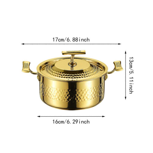 (Silver, One size) Hammer Pattern Hot Pot Multipurpose Stockpot for Camping Catering Restaurant Silver 1