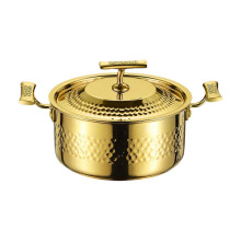 (Rose Gold, One size) Hammer Pattern Hot Pot Multipurpose Stockpot for Camping Catering Restaurant Silver