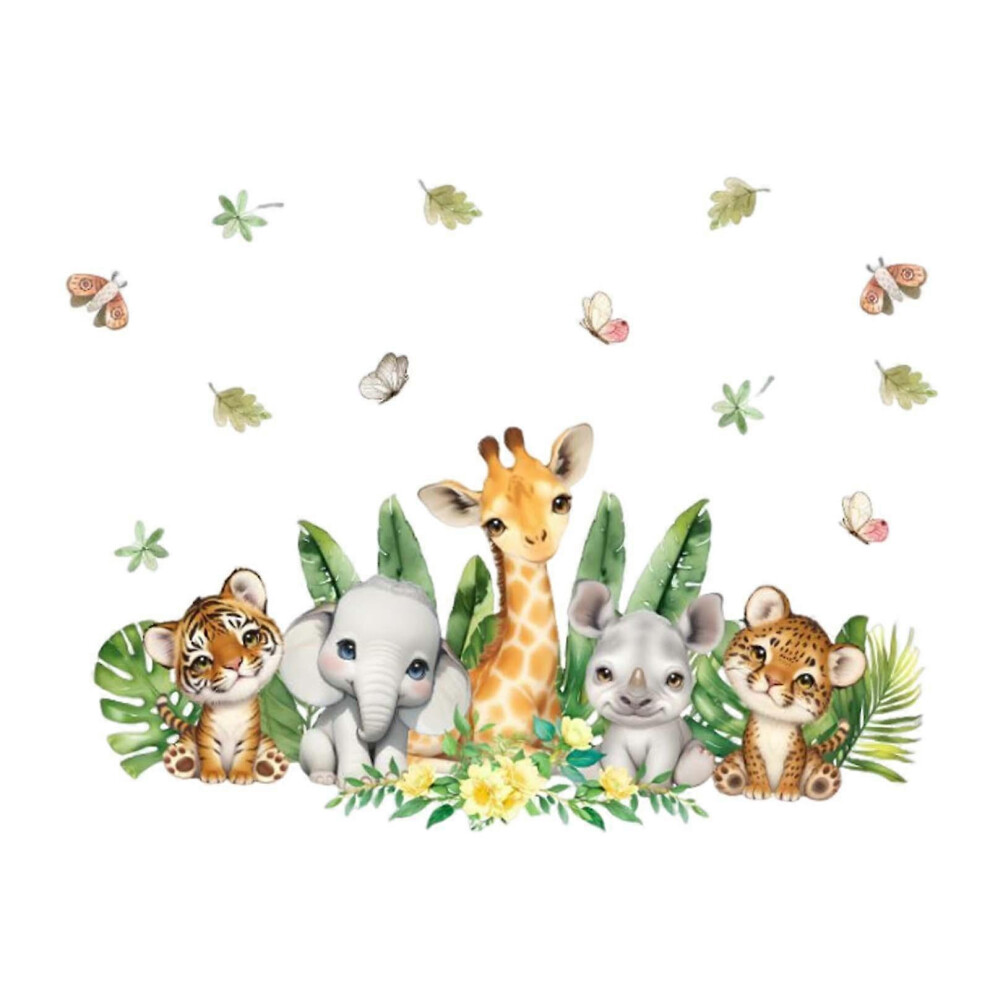 Kikidex (As Show, One Size) Cartoon Animals Wall Sticker Wall Decal Pvc For Playroom Classroom Kids Room