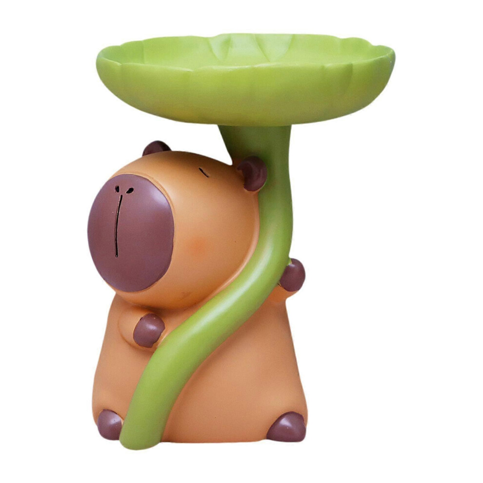 (Cat Tray dia12cm, One size) Animal Statue with Storage Tray Resin Figurine for Entryway Desk Living Room Bear Tray dia12cm-image-OPC-PHRJSPJ-NEW