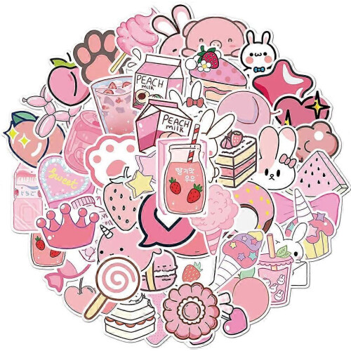 (As show, One size) Cute Pink Stickers for Water Bottles HydroFlask, 50 ...