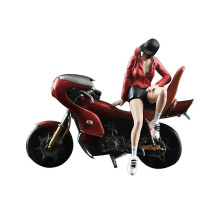 (As show, One size) 1/64 Girl Figure and Motorcycle Movie Props Desktop Ornament Diorama Scenery