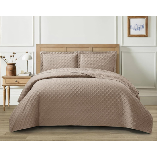 3PCs (Single) Mink Embossed Bedspread Luxury Comforter Set