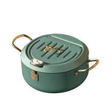 (Silver, One size) Deep Frying Pot with Cover Carbon Steel Multiuse for Home Restaurant Camping Green